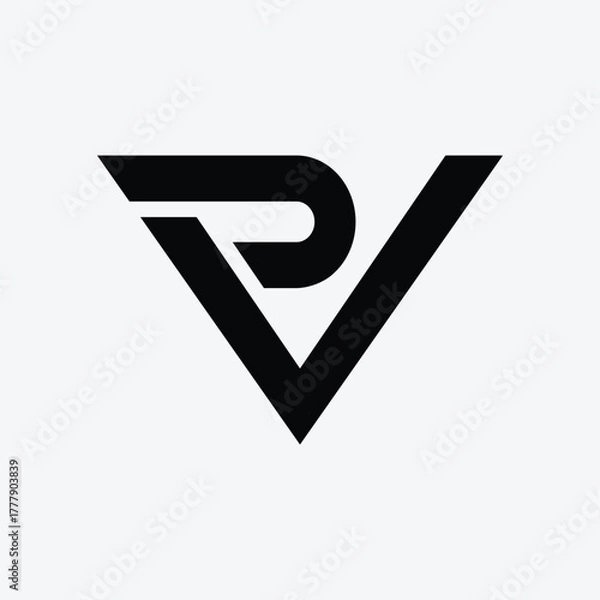 Fototapeta Letter PV VP simple creative monogram logo