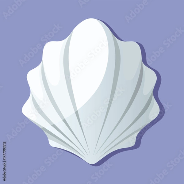 Fototapeta Seashell vector illustration on white background with 3D design icon