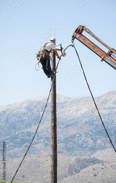 Obraz Electrical Line Man Working
