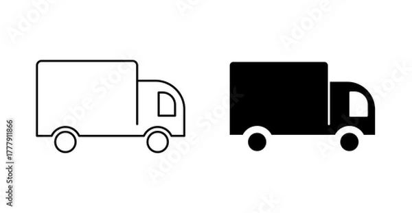 Fototapeta Delivery Truck Icon Set, Fast Shipping, Cargo Transport, Logistic Service Symbol, Flat Vector Design