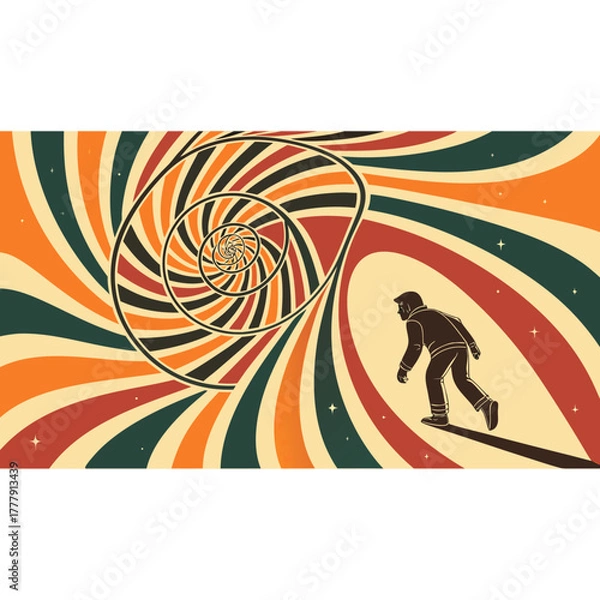 Fototapeta Radiant Sunburst Spiral – Retro Gradient Trippy Psychedelic Background