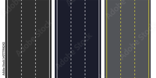 Fototapeta straight asphalt road going to the distance on transparent background Road, highway isolated on white background. Vector 