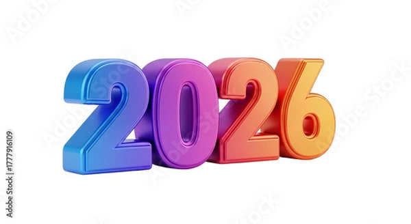 Fototapeta Vibrant 3D Gradient Year 2026 Number