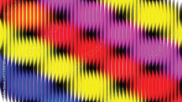 Fototapeta Abstract pattern of vibrant and colorful wavy lines forming a visually stimulating and energetic geometric design, perfect for modern backgrounds and creative projects