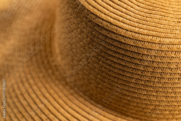 Fototapeta Close Up Straw Hat Weave Textile Background Texture
