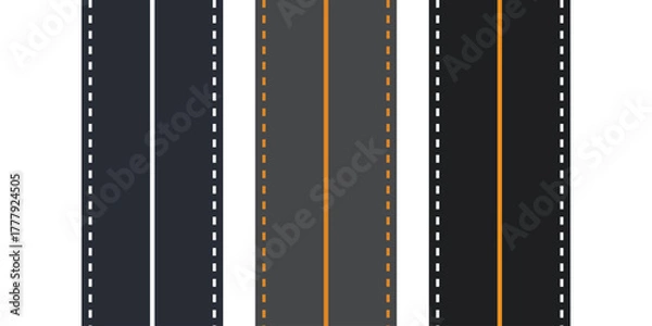 Fototapeta straight asphalt road going to the distance on transparent background Road, highway isolated on white background. Vector 