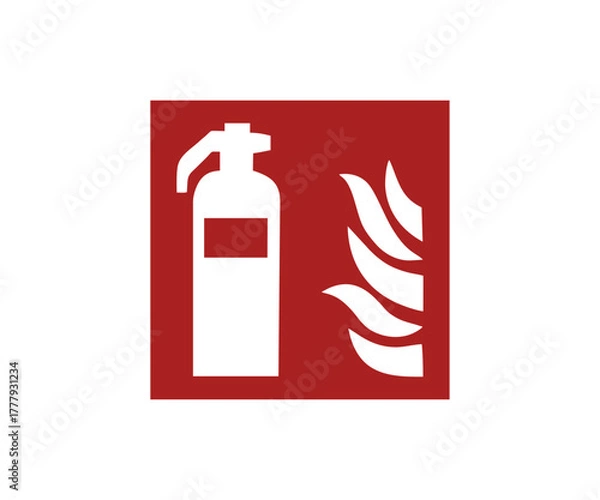 Fototapeta ISO 7010 F001 Fire extinguisher sign. Fire safety warning sign. Fire protection symbol vector design and illustration.
