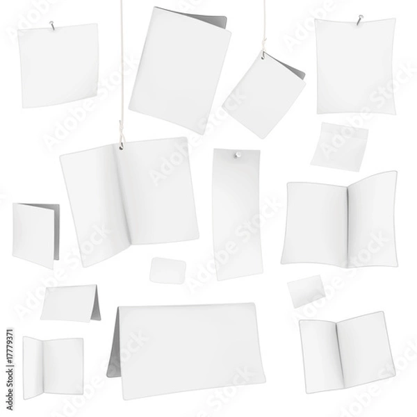 Fototapeta set of vector blank white cards 06