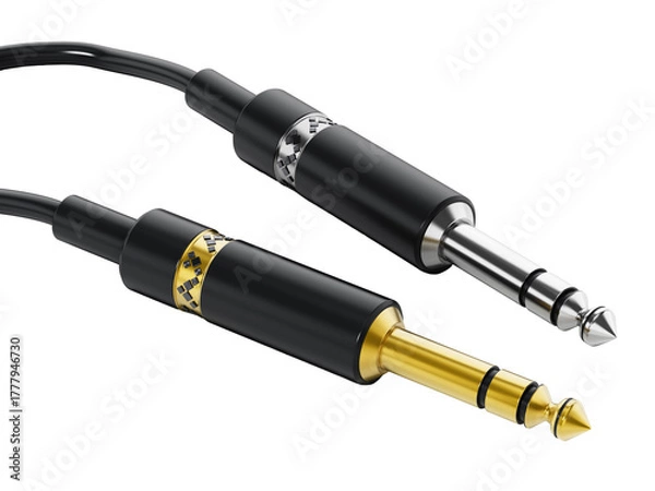 Fototapeta Audio jacks isolated on transparent background. 3D illustration