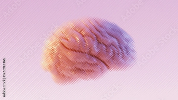 Obraz 3D Human Brain Behind Reeded Glass Soft Purple Glow 3D illustration