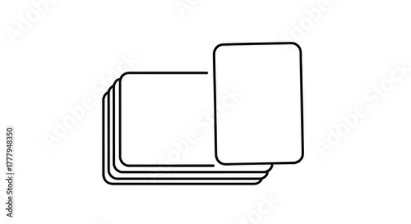 Obraz Stack of blank rectangular cards with one card slightly offset, ready for use.