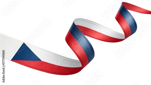 Fototapeta Czech republic flag ribbon flowing and twisting isolated on transparent background