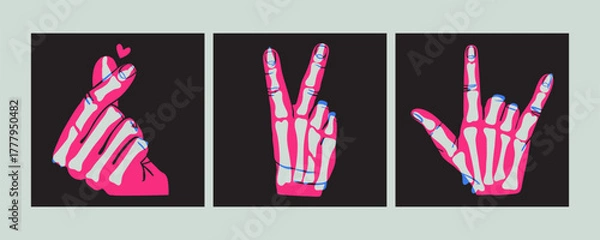 Obraz Skeleton hands. Hand with bones. Vector art illustration