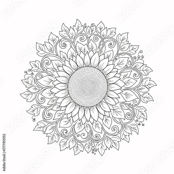 Obraz Mandala Coloring Page Clean Line Art