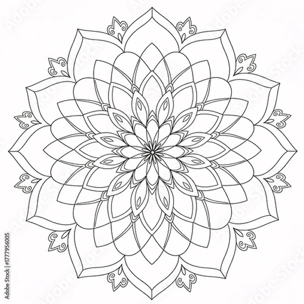 Fototapeta Mandala Coloring Page Clean Line Art