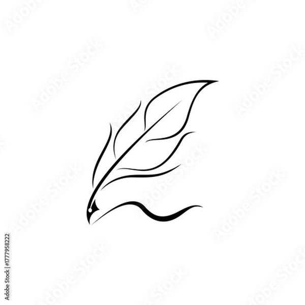 Fototapeta simple feather pen logo design vector with line style
