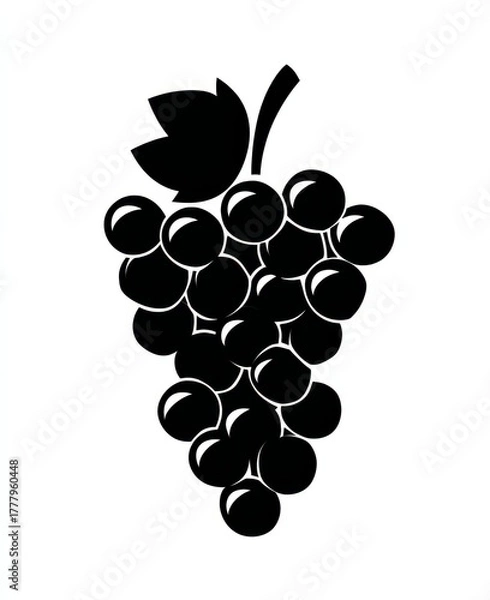 Fototapeta Silhouette of Grapes: A striking graphic of a bunch of ripe grapes, perfect for illustrating wine-related themes or conveying themes of abundance and taste.