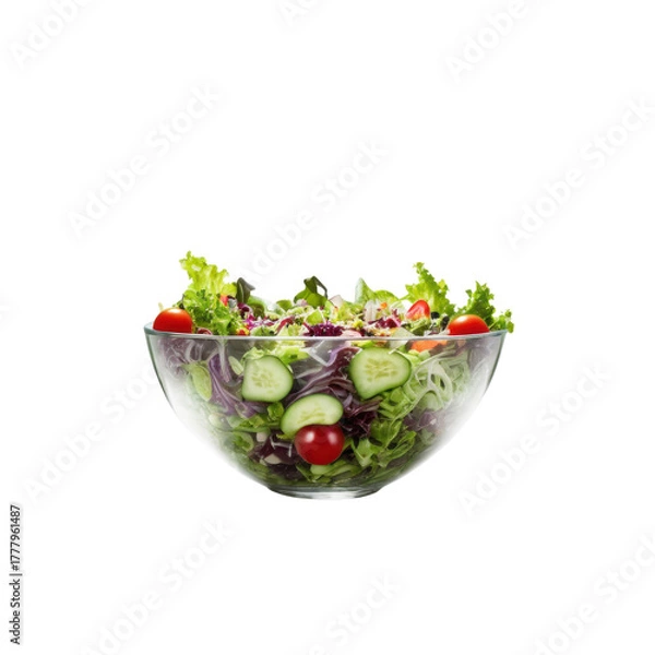 Fototapeta Fresh Colorful Salad in Clear Bowl with Variety of Vegetables
