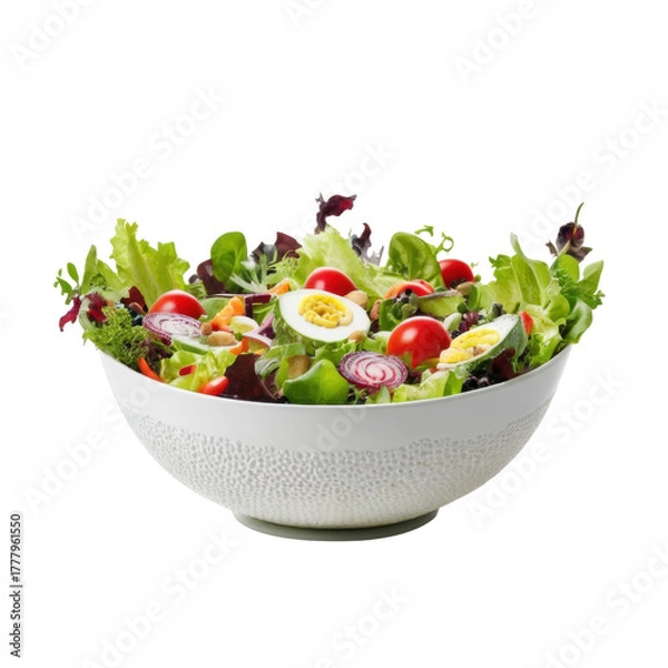 Fototapeta Fresh Garden Salad with Colorful Vegetables and Eggs in Bowl