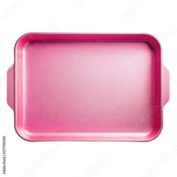 Fototapeta Pink Rectangular Baking Tray on White Background for Kitchen Use