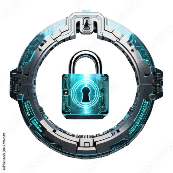 Fototapeta Futuristic Digital Security Lock with High-Tech Design Elements