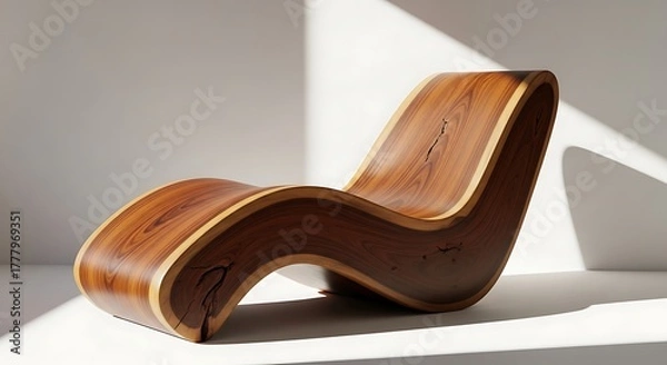 Obraz Modern wooden lounge chair with curved design