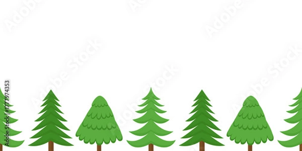 Fototapeta Christmas tree flat vector seamless border