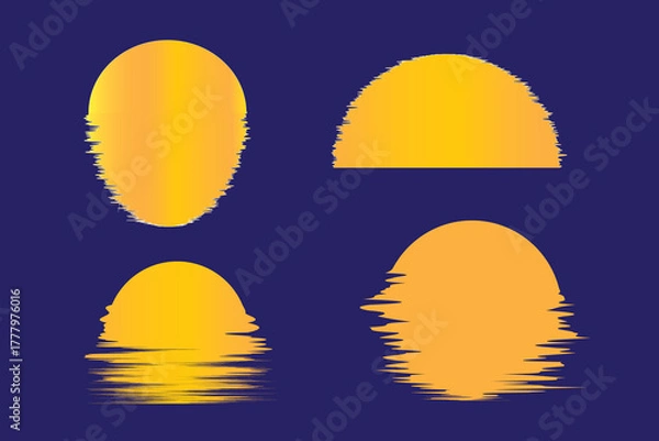 Obraz Abstract vector illustration set of sun and clouds, sun and moon weather icons for day and season design
