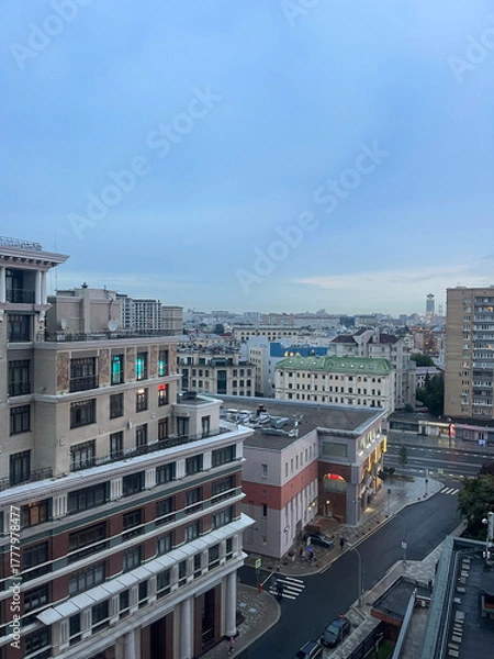 Fototapeta View of the center of the Russian capital from the window of a high-rise building.