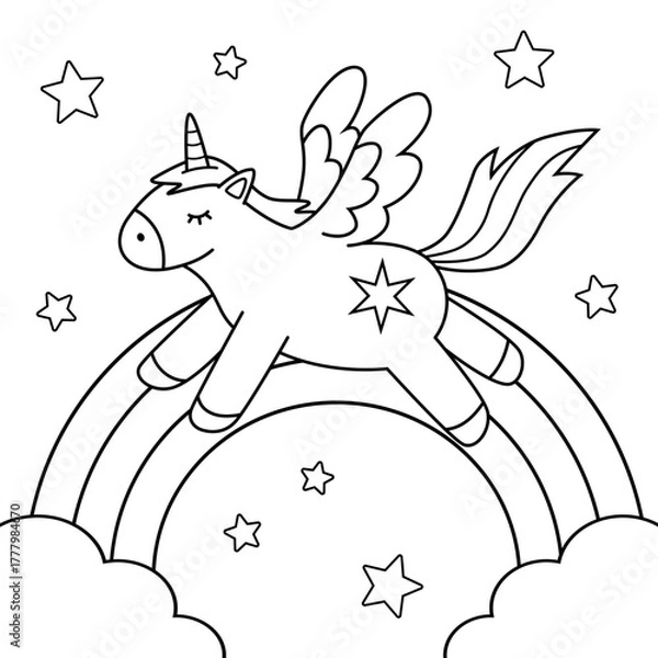 Obraz Unicorn coloring pages for kids.