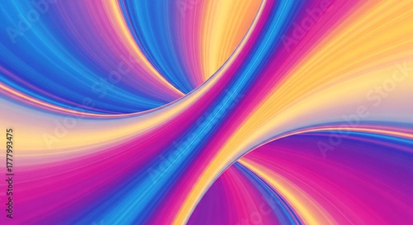 Fototapeta warp-speed streaks of iridescent color transitioning seamlessly between pink, purple, cyan, and gold.