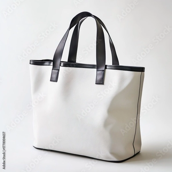 Fototapeta Eco-Friendly Cotton Canvas Tote Bag Mockup on White Background – Reusable Shopping Bag, Minimalist Branding Template, Sustainable Textile Design, Zero Waste Concept