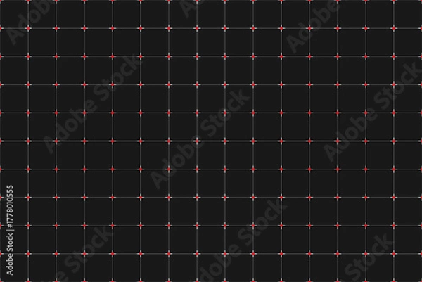 Obraz Dark geometric grid with red connection points. Geometric seamless pattern. Abstract texture. Simple vector illustration