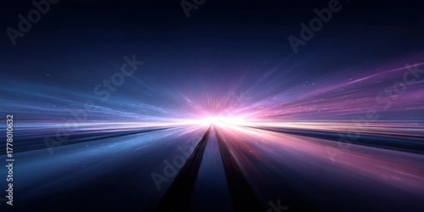 Fototapeta Abstract light trails suggesting extreme speed or hyperspace travel