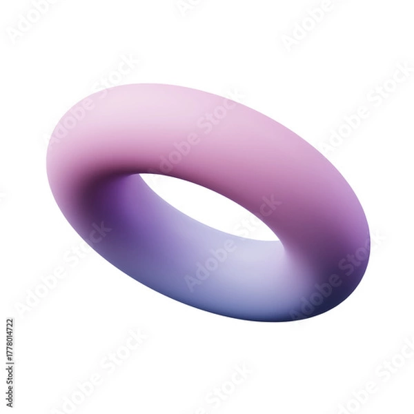 Fototapeta 3d Torus or Ring pink blue Gradient color, realistic rendering of 3d geometry shape object