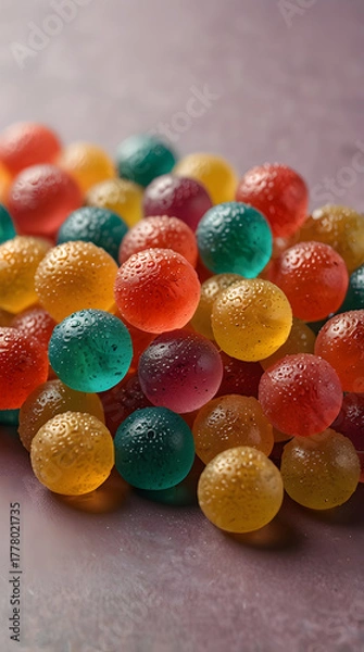 Obraz Vitamin D gummies on a textured surface for wellness