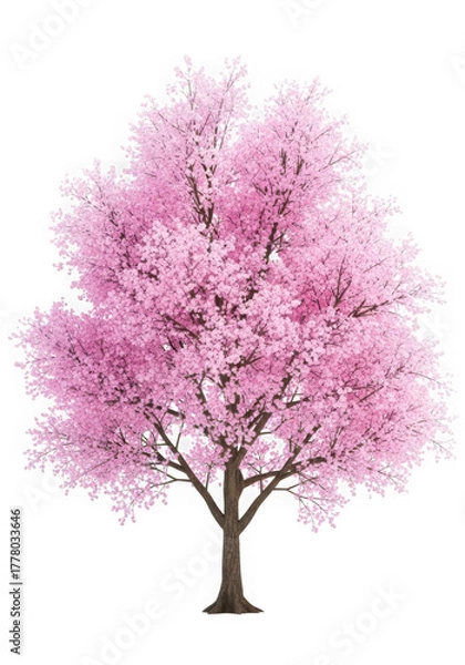 Fototapeta Beautiful pink cherry blossom tree isolated on transparent background