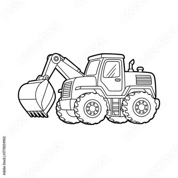 Obraz simple track dozer line art vector illustration
