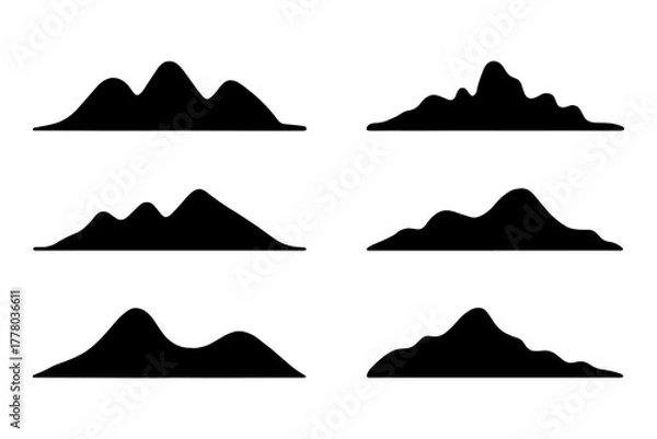 Fototapeta  silhouettes of mountain ranges set