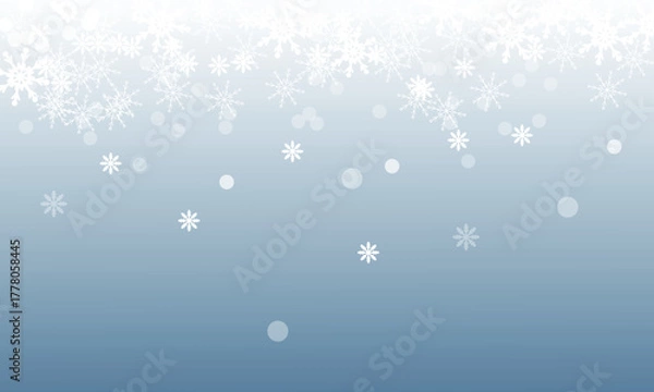 Obraz White snow falling on sky blue background seamless pattern