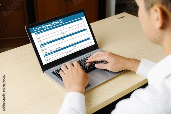 Fototapeta Online loan application form for modish digital information collection on the internet network