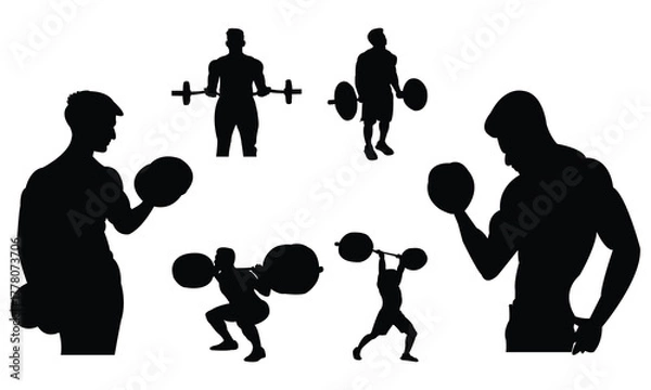 Obraz Man Bodybuilding Exercise Silhouette Collection
