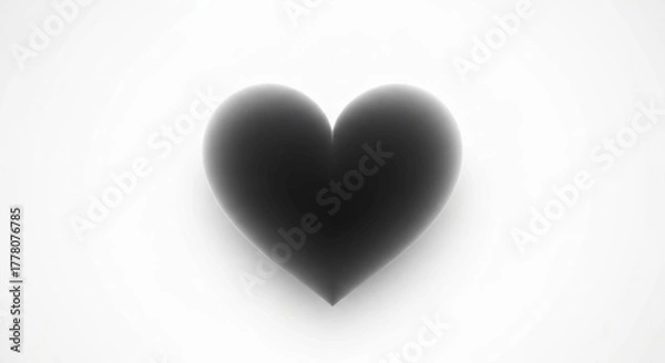 Fototapeta Softly shaded heart shape on a clean white background, centered in the frame