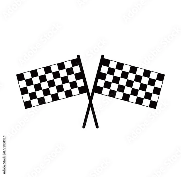 Obraz Crossed Checkered Racing Flags Icon Finish Line Motorsport Symbol Vector