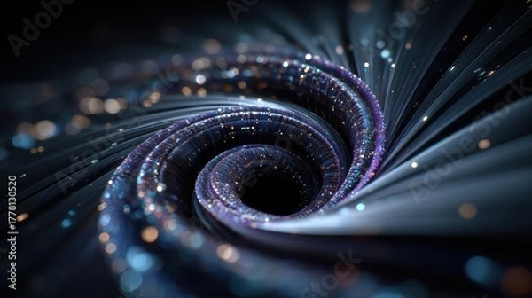 Fototapeta Abstract Swirling Vortex Of Light Particles And Dark Matter In Deep Space