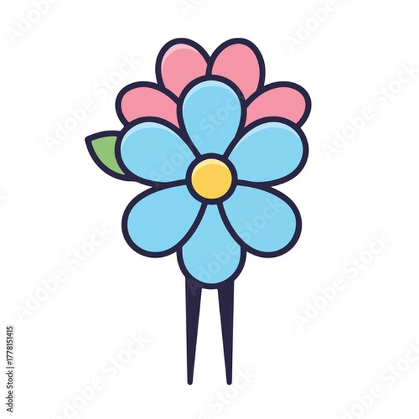 Fototapeta Flower hair pin with a yellow center is a lovely accessory for spring or summer hairstyles, perfect for adding a pop of color.