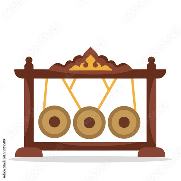 Fototapeta Microstock of the bonang, a key instrument in indonesian gamelan, ideal for musicrelated designs seeking cultural and traditional elements.
