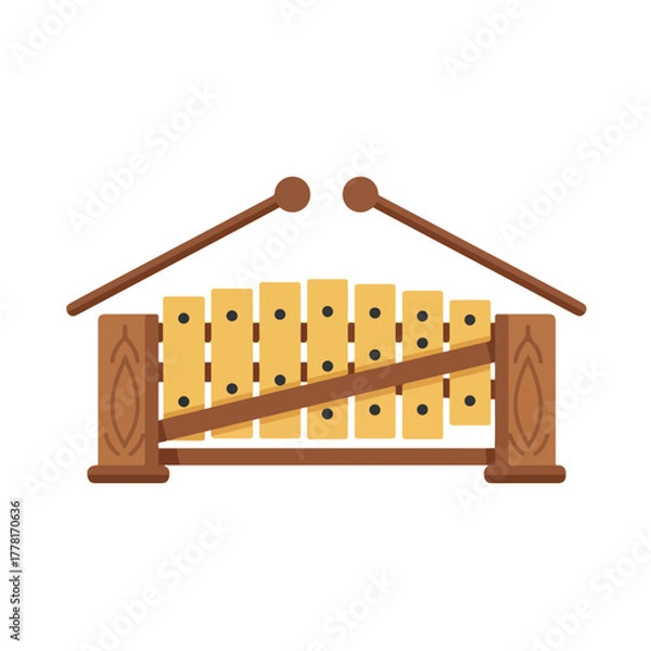Fototapeta Xylophone and mallets for music education visuals. Ideal for school projects, music lesson plans, music blog headers, and instrument advertisements.