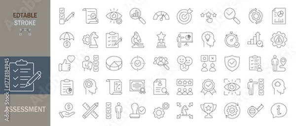 Fototapeta Assessment icon set. Editable line icons. Vector illustration.