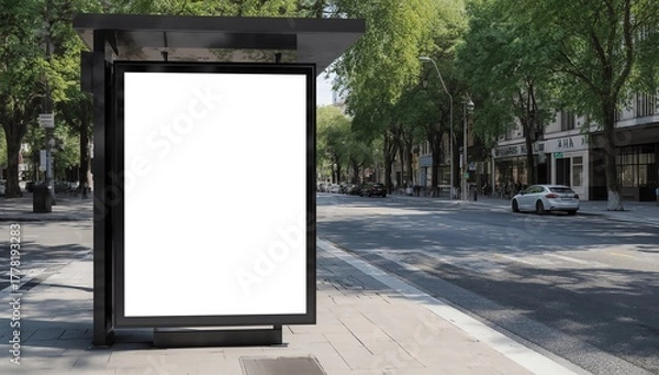 Obraz Mock up Billboard Banner template at Bus Shelter 